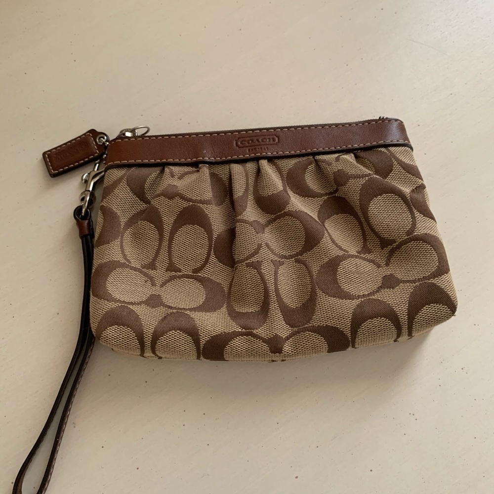 Coach Brown Leather Wristlet